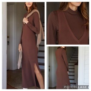 𝅺daily Practice by Anthropologie Brown Maxi dress sleeveless vest slit